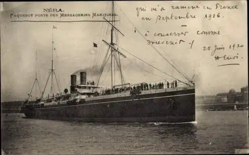 Ak Dampfer Nera, Messageries Maritimes, MM