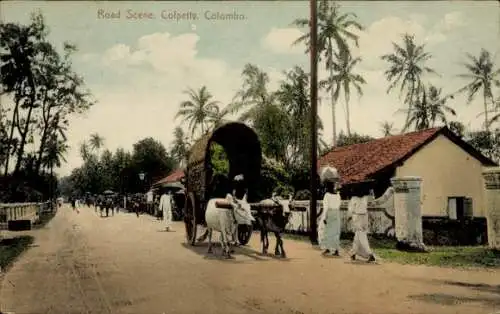 Ak Colpetty Colombo Sri Lanka, Straßenszene