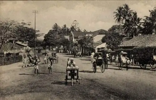 Ak Colombo Ceylon Sri Lanka, Straßenszene