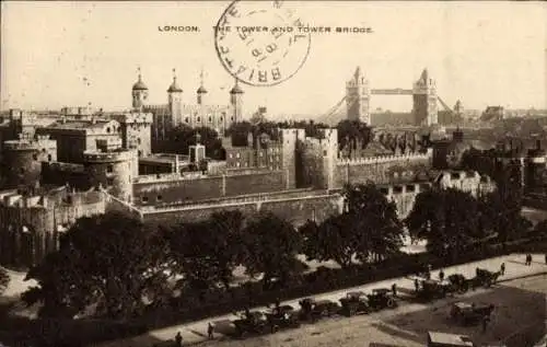 Ak London City England, The Tower, Tower-Bridge