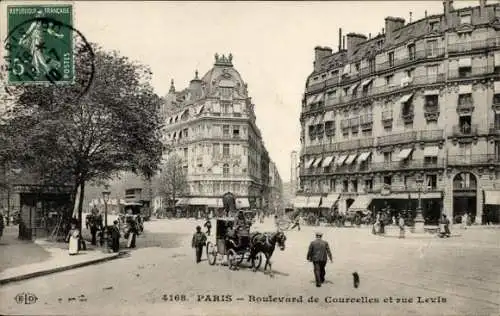 Ak Paris XVII., Boulevard de Courcelles und Rue Levis