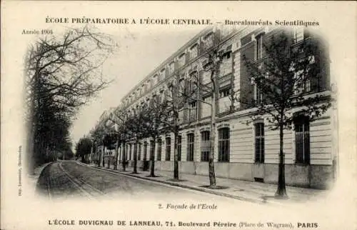 Ak Paris XVII., Ecole Preparation à l'Ecole Centrale, Ecole Duvignau de Lanneau, Boulevard Pereire