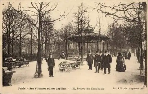 Ak Paris 17. Jahrhundert, Square des Batignolles, Kiosk