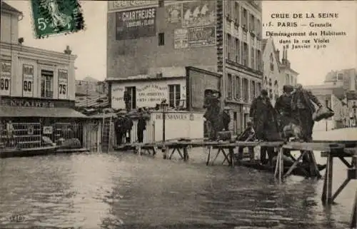 Ak Paris XV Vaugirard, Grenelle, Die große Seineflut am 28. Januar 1910