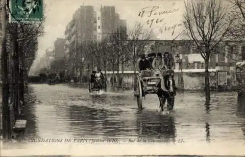 Postkarte Paris XV Vaugirard, Rue de la Convention, Die Grosse Seine-Flut Januar 1910