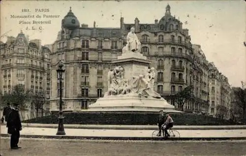 Ak Paris XV Vaugirard, Place Breteuil, Pasteur-Denkmal