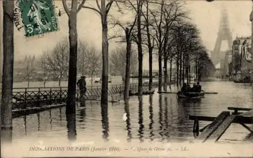 Ak Paris XV Vaugirard, Quai de Grenelle, Die große Seineflut Januar 1910