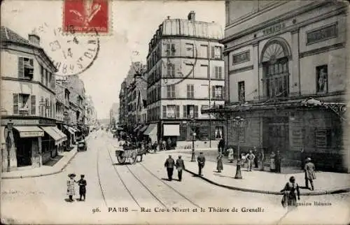 Ak Paris XV Vaugirard, Rue Croix Nivert, Théâtre de Grenelle