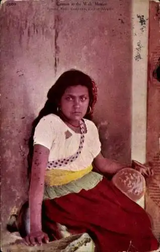 Ak Mexiko, Mexikanerin in Tracht, Portrait