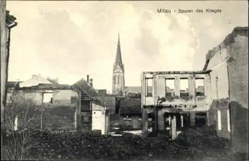 Ak Jelgava Mitau Lettland, Spuren des Krieges, Kirche, Kriegszerstörungen, I. WK