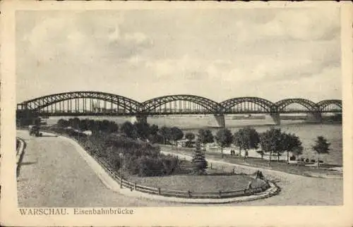 Ak Warszawa Warschau Polen, Eisenbahnbrücke