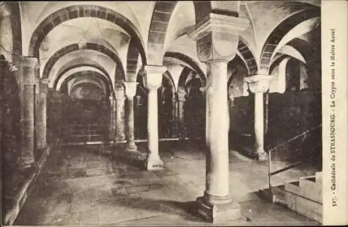Ak Strasbourg Straßburg Elsass Bas Rhin, Cathedrale, La Crypte sous le Maltre Autel