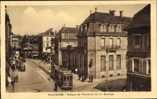 Ak Mulhouse Mulhouse Alsace Haut Rhin, Banque de France, rue du Sauvage