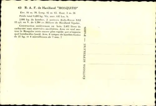 Ak Britisches Militärflugzeug Mosquito Mark XVIII