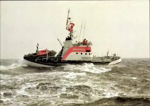 Ak Seenotkreuzer mit Tochterboot Otto Schülke, Seenotrettung