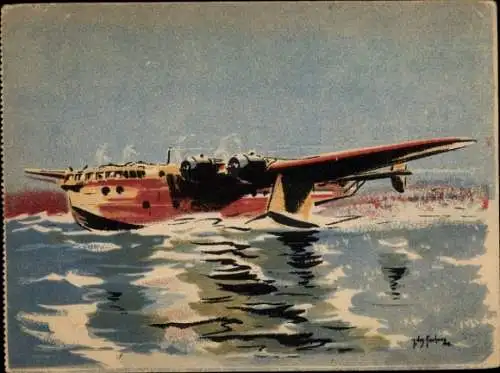Künstler Ak Hydravion Breguet 730, Exploration, Wasserflugzeug