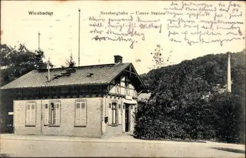 Ak Wiesbaden in Hessen, Neroberg-Bahn, untere Station