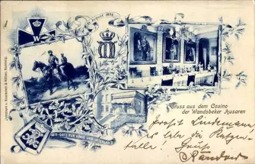 Ak Hamburg Wandsbek, Gruß aus dem Casino der Wandsbeker Husaren, 31 August 1898