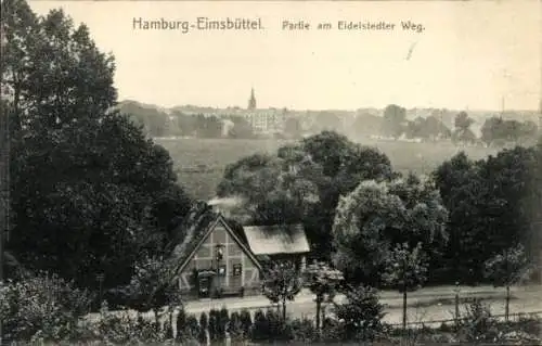 Ak Hamburg Eimsbüttel, Partie am Eidelstedter Weg mit Blick auf die Stadt