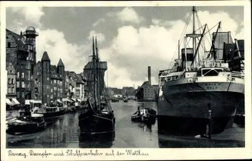 Ak Gdańsk Danzig, Dampfer, Mottlau