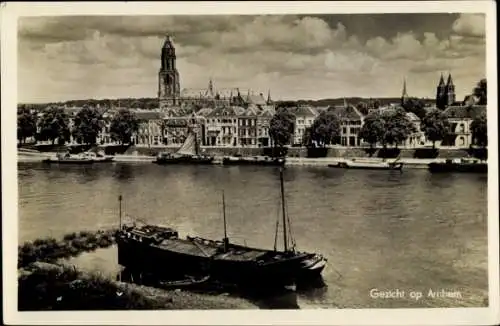 Ak Arnhem Gelderland Niederlande, Fluss, Schiff
