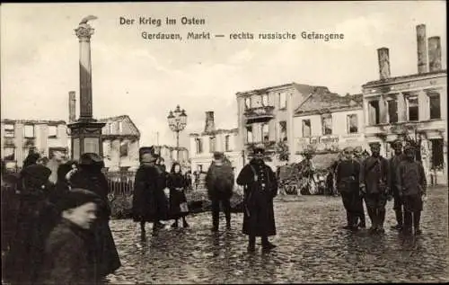 Ak Schelesnodoroschny Kaliningrad Gerdauen Ostpreußen, Markt, Russiche Gefangene