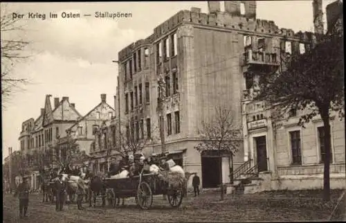Ak Nesterow Stallupönen Ostpreußen, Straßenpartie, Kriegszerstörungen 1. WK
