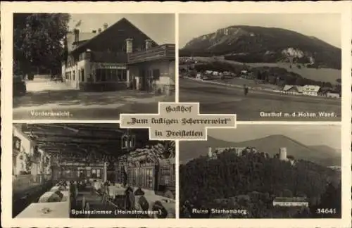 Ak Dreistetten Markt Piesting in Niederösterreich, Gasthof Zum lustigen Scherrerwirt, Starhemberg