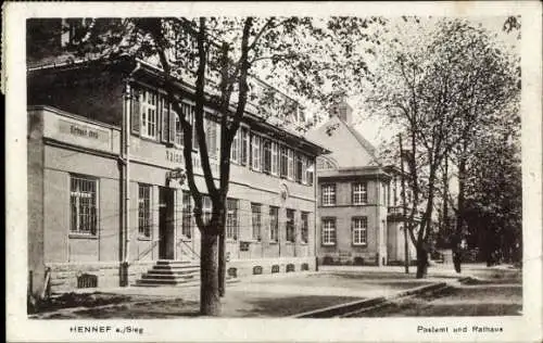 Ak Hennef an der Sieg, Postamt, Rathaus