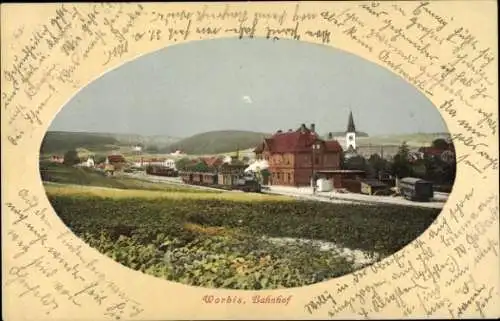 Ak Worbis im Eichsfeld Thüringen, Bahnhof, Dampflok