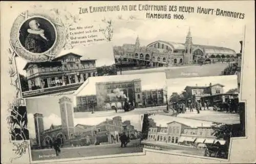 Ak Hamburg, Bahnhöfe, Berliner Bahnhof, Hauptbahnhof, Eröffnung 1906, Dampflokomotive