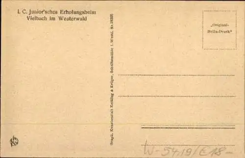 Ak Vielbach im Westerwald, I.C. Junior'sches Erholungsheim, Innenansicht, Schreibtag im Heim