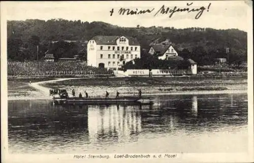 Ak Löf Loef Brodenbach an der Mosel, Hotel Sternburg, Fähre