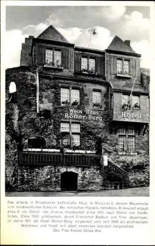 Ak Boppard am Rhein, Weinhaus Römerburg, Bes. Frau Friedel Götze