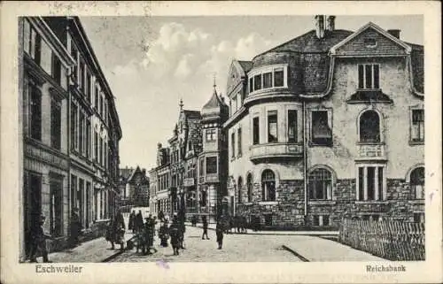 Ak Eschweiler, Straßenpartie m. Reichsbank, Schulkinder