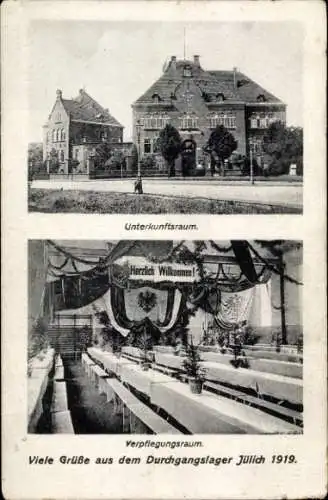 Ak Jülich in Nordrhein Westfalen, Durchgangslager 1919, Unterkunftsraum, Verpflegungsraum