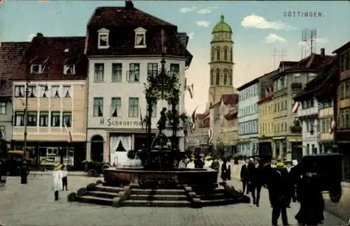 Ak Göttingen in Niedersachsen, Weenderstraße, Gänselieselbrunnen, Geschäft, Inh. H. Scheuermann