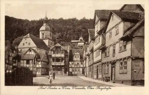 Ak Bad Sooden Allendorf an der Werra Hessen, Weinreihe, Obere Bergstraße, Fachwerkhäuser