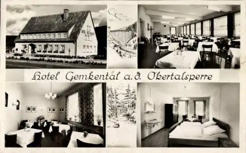 Ak Altenau Clausthal Zellerfeld im Oberharz, Hotel Gemkental, Außenansicht, Zimmer, Gastraum