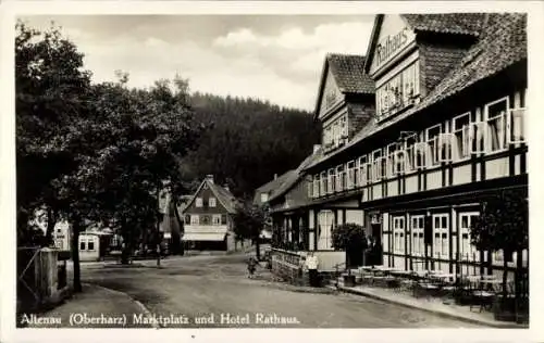 Ak Altenau Clausthal Zellerfeld im Oberharz, Marktplatz, Hotel Rathaus