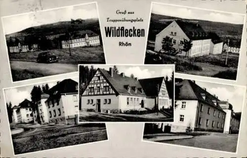 Ak Wildflecken in der Rhön Unterfranken, Truppenübungsplatz, Auto, Fachwerkhäuser, Gebäude