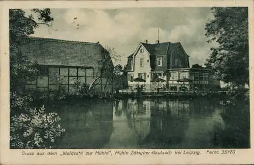 Ak Zöbigker Gautzsch Markkleeberg in Sachsen, Waldcafé zur Mühle
