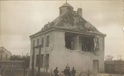 Foto Ak Sehlis Taucha in Nordsachsen, Sturmkatastrophe ?, Hausruine