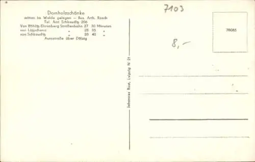 Ak Schkeuditz in Sachsen, Domholzschänke