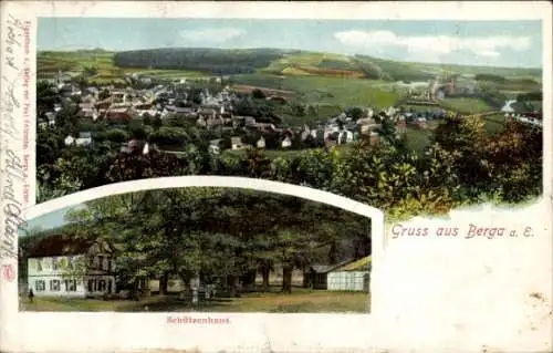Ak Berga an der Elster, Panorama, Schützenhaus