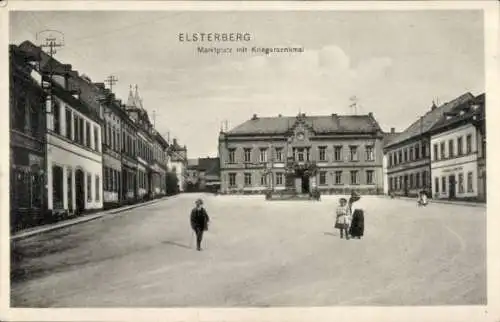 Ak Elsterberg im Vogtland, Marktplatz, Kriegerdenkmal