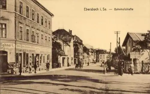 Ak Ebersbach in Sachsen Oberlausitz, Bahnhofstraße