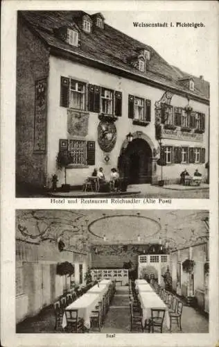 Ak Weißenstadt im Fichtelgebirge, Hotel, Restaurant Reichsadler, Alte Post, Saal