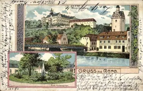 Litho Gera in Thüringen, Schloss Osterstein, Fürstlicher Küchengarten