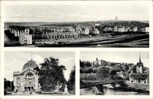 Ak Gera Thüringen, Reussisches Theater, Schloss Osterstein, Kaserne